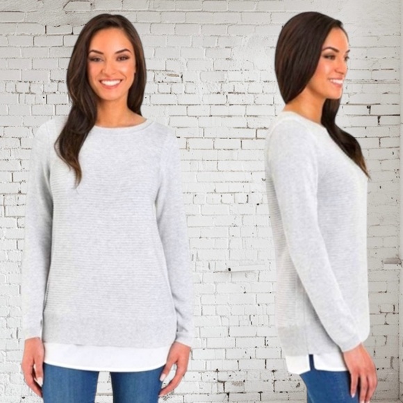 Hilary Radley Sweaters - Hilary Radley Ribbed Sweater | Gray XL | NWT | Blouse Underlay + Soft Stretch